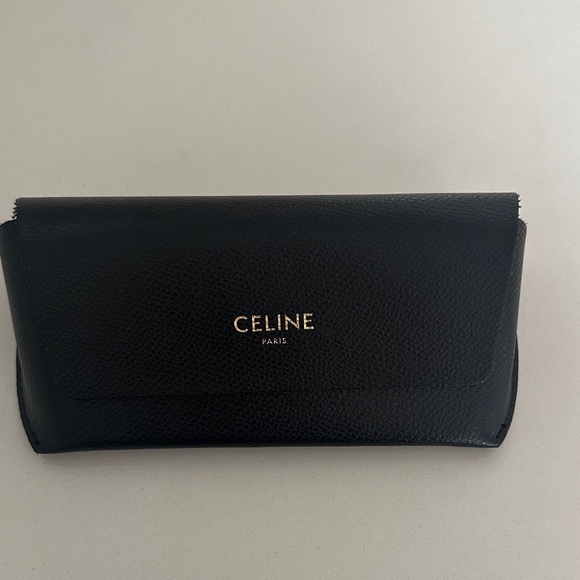 Celine Black Leather Clutch with Gold Logo - Picture 1 of 5